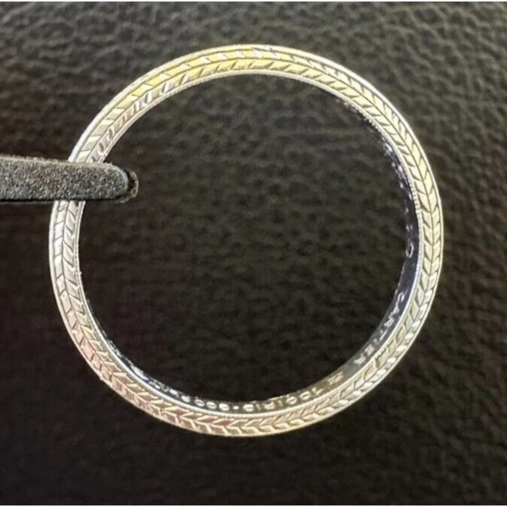 Circa 1930s CARTIER Platinum Wedding Ring Band Etched Engraved Art Deco Sz 5.25 - Picture 2 of 14